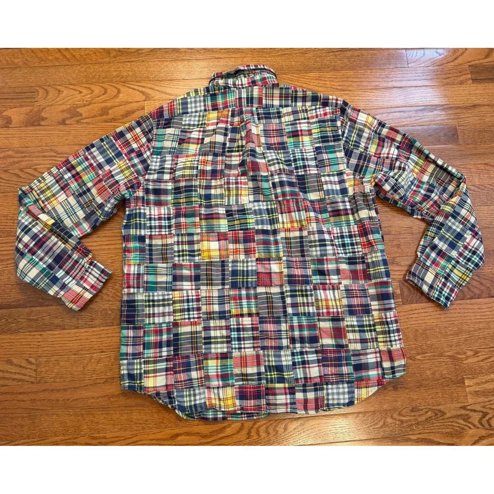 Vintage Polo Ralph Lauren Indian Madras Patchwork Button Down Shirt Mens 2XL Y2K